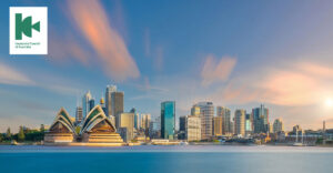 Picture of Sydney harbour during the day. ICA logo in top left.