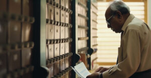 Photo of Indian man posting mail.