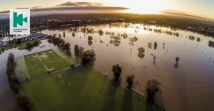 Photo of flooding in Australia. Insurance Council of Australia logo in top left.