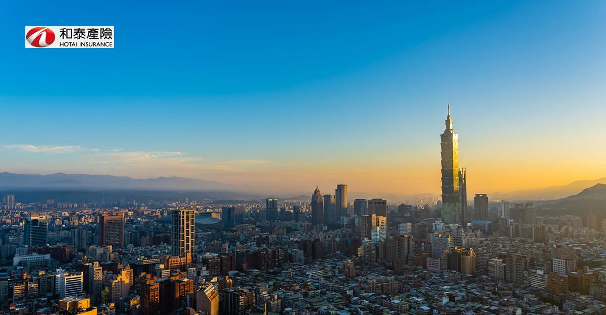 The skyline of taiwan at sunset.