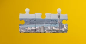 A jigsaw puzzle with a view of auckland.