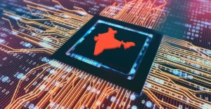 A circuit board with the indian flag on it.