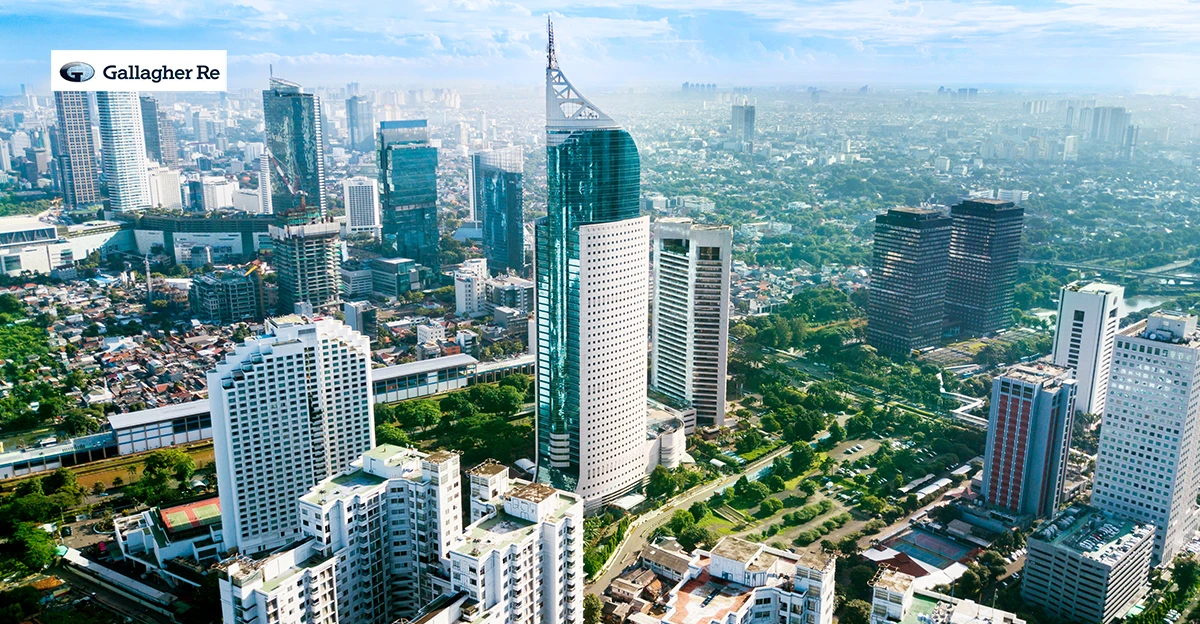 An aerial view of the city of indonesia.