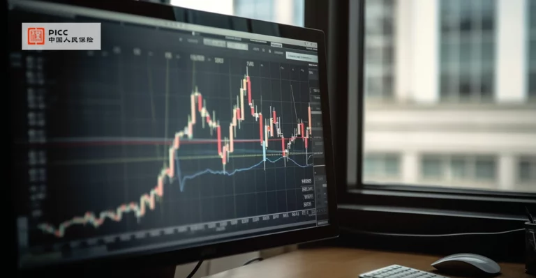 A monitor with a stock chart in front of it.