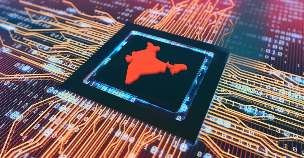 The indian flag on a circuit board.