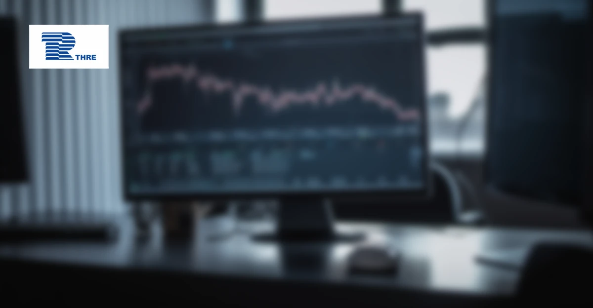 A computer screen with a blurred image of a stock chart.