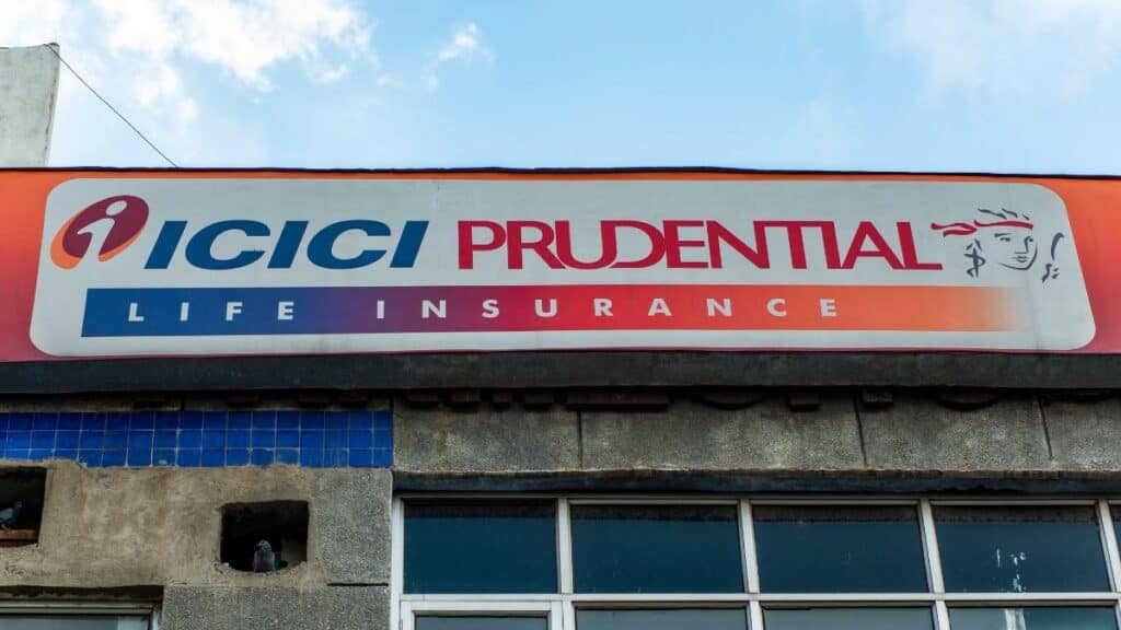 ICICI Prudential Life Insurance signboard in India.