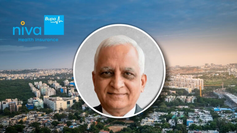 Ashwani Bhatia appointed Niva Bupa chairman, image of him with cityscape background.