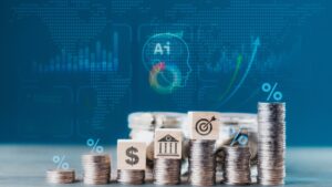 Global insurtech funding hits four-year high of US$2.44bn in Q2 as AI dominates — Gallagher Re AI and insurtech funding growth in 2023, featuring stacked coins and digital AI graphics.