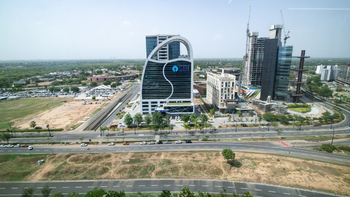 GIFT City skyline with SEBI building, Mumbai, India, during daytime.