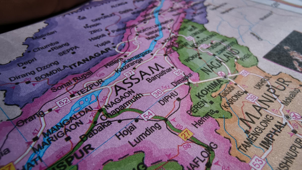 Map of Assam with flood-affected areas highlighted, related to IRDAI flood claims directive.