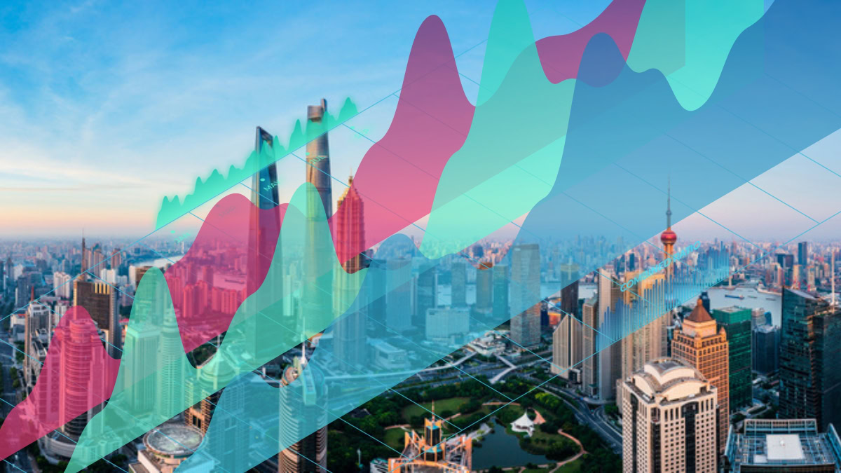 City skyline with colorful translucent line and area charts overlay, symbolizing urban data analytics.