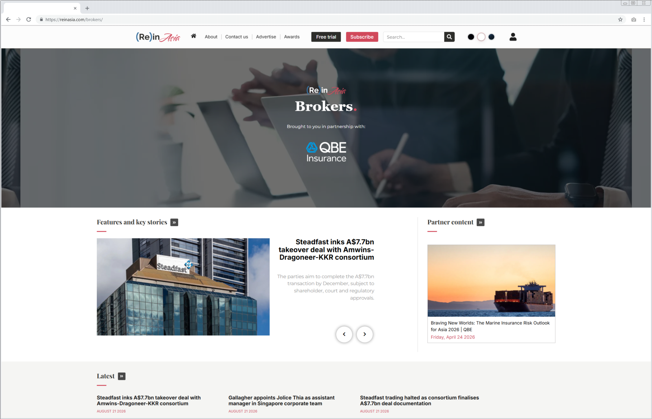 Current Brokers dedicated hub on (Re)in Asia