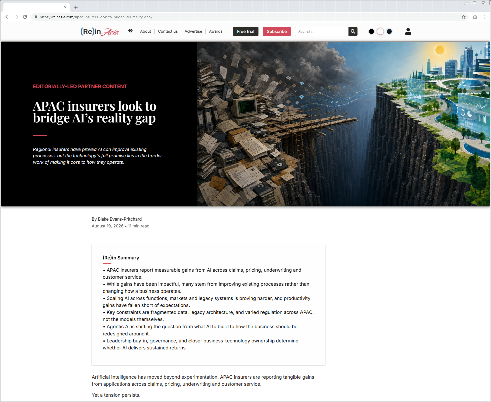 Editorially-led partner content example on (Re)in Asia