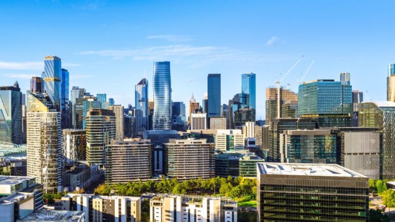 Sydney skyline with modern skyscrapers in Australia, reflecting a vibrant financial hub.