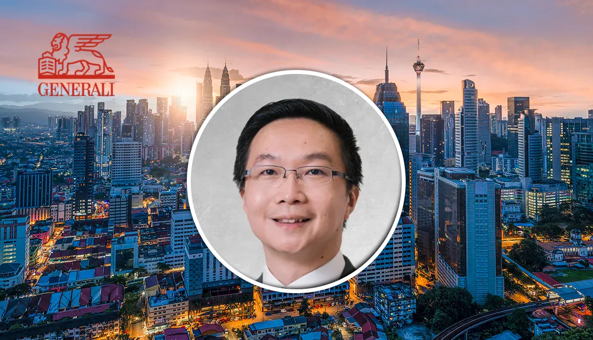 Tony Lin, CEO of Generali Life Insurance Malaysia, in front of Kuala Lumpur skyline.