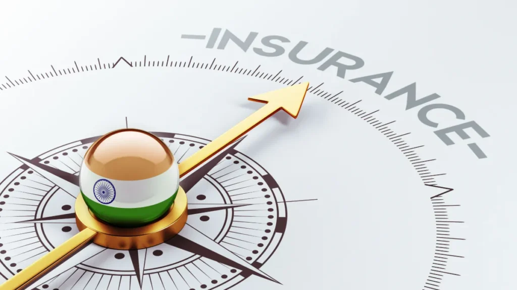 Compass with an India-themed globe points toward the word “INSURANCE.